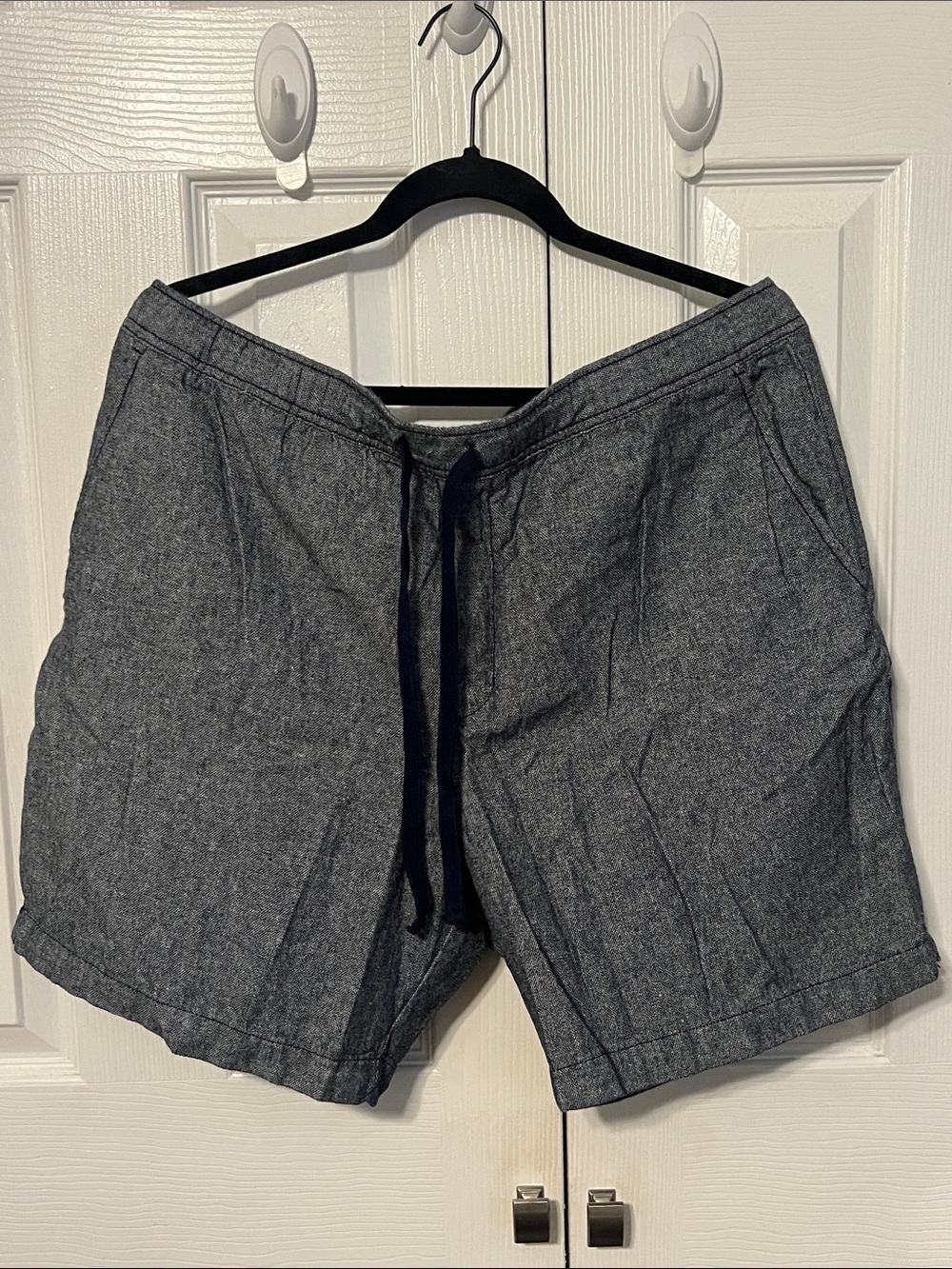 EUC Banana Republic Factory Heathered Navy Drawstring Men’s Linen Pull-On Short